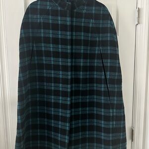 Kate Spade Saturday Black and Blue Plaid Coat